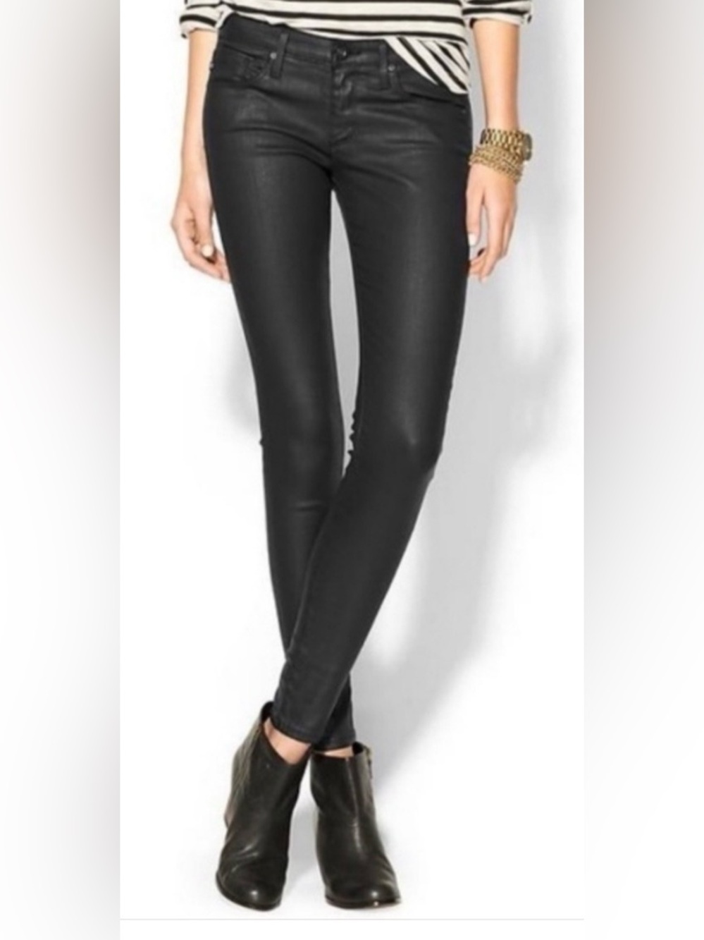 AG Adriano Goldschmied Absolutele Legging Black Coated Skinny Jeans Sleek Finish